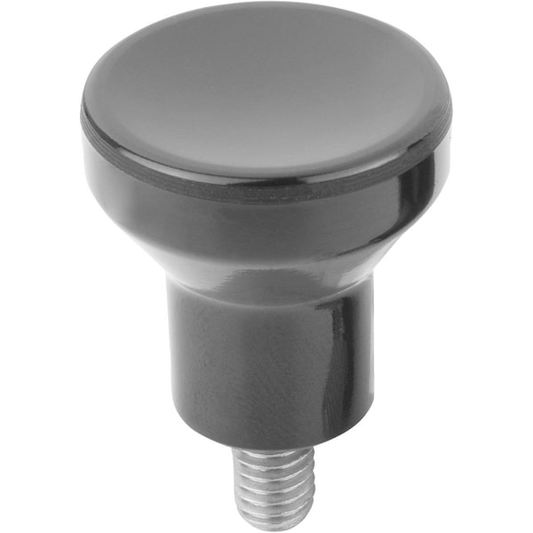 Kipp Mushroom Knob Size:1 D=M05X10, D1=21, Thermoset Black Polished, Comp:Stainless Steel Bright K1287.1105X10 - main